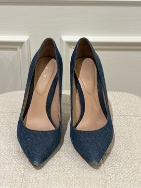 ALDO Denim Pointed-Toe Pumps - SIZE 7 - Dark Blue